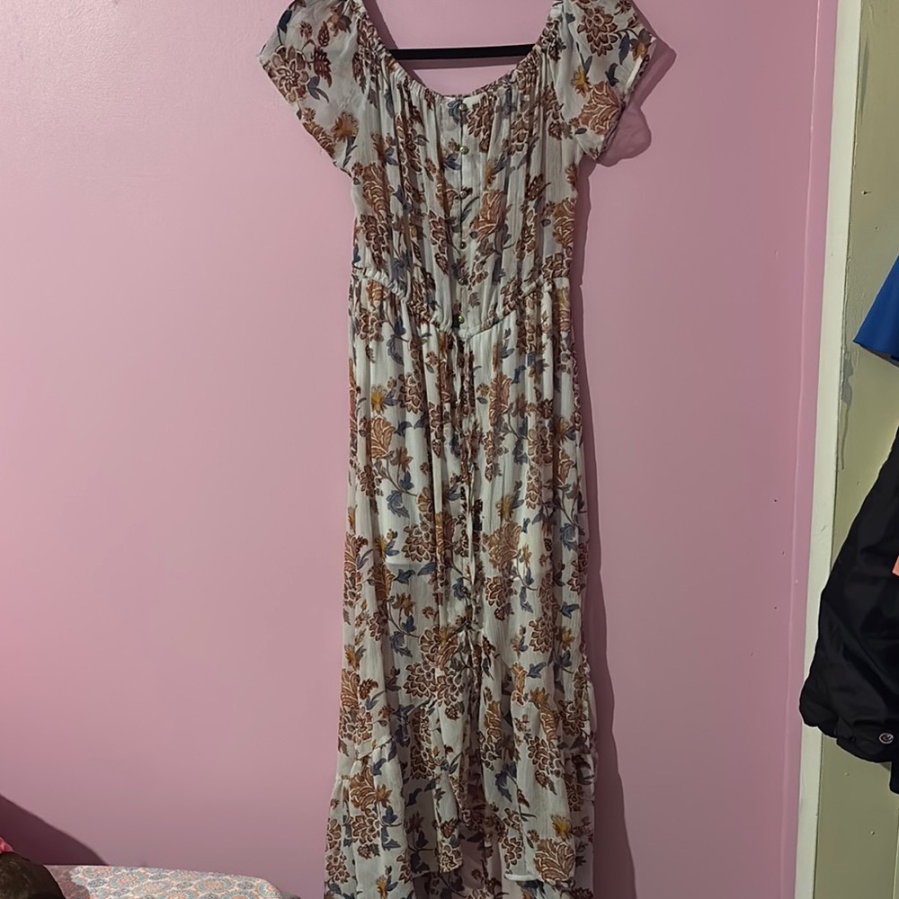 Cream Smocked Maxi Dress with Sweetheart Neckline